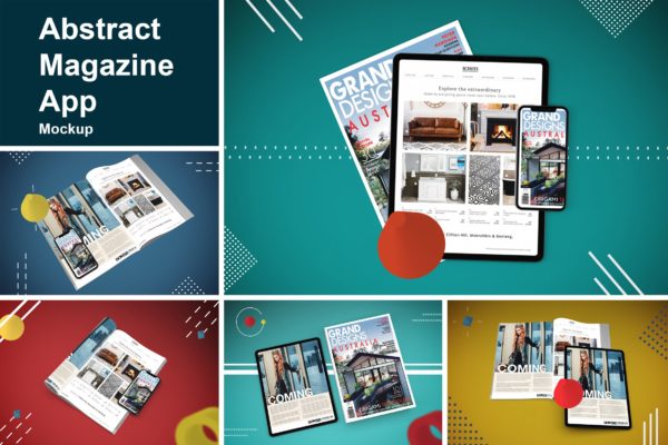 杂志印刷设计/杂志APP设计图预览样机样机 Abstract Magazine App Mouckup缩略图 杂志印刷设计/杂志APP设计图预览样机样机 Abstract Magazine App Mouckup