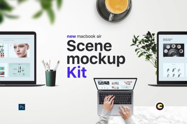 苹果笔记本工作场景屏幕预览样机模板v2 Laptop Mockups vol02