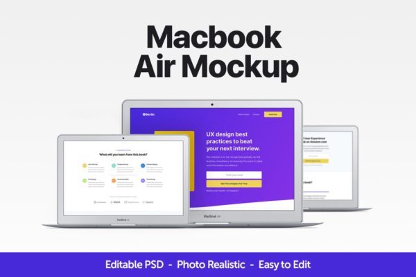 MacBook Air超极本电脑样机 Macbook Air Mockup缩略图 MacBook Air超极本电脑样机 Macbook Air Mockup