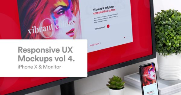 响应式设计预览iPhone X & 桌面显示器样机模板v4 Responsive Mockup iPhone X & Monitor Vol 4缩略图 响应式设计预览iPhone X & 桌面显示器样机模板v4 Responsive Mockup iPhone X & Monitor Vol 4