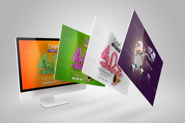 Web设计桌面电脑屏幕演示样机模板 Desktop Mock-Up