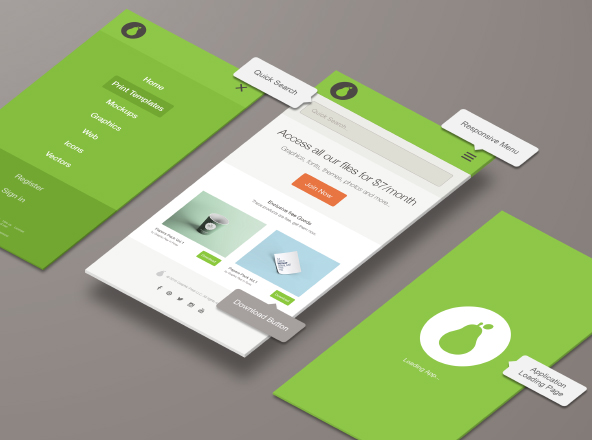 APP应用界面设计立体效果图样机 Perspective App Screen Mockup