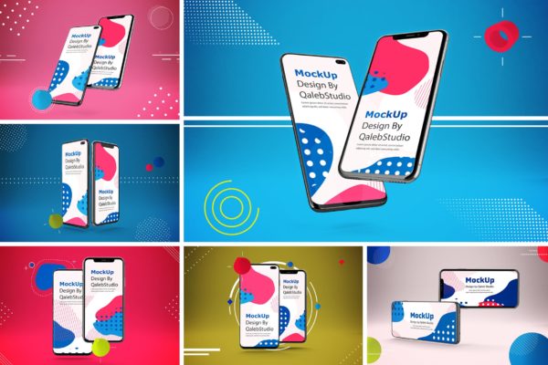 抽象背景iOS/Android手机样机模板 Abstract IOS & Android