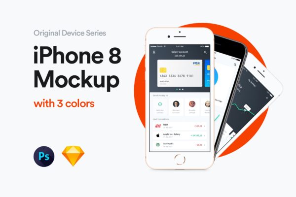 三种配色iPhone 8手机屏幕预览样机模板 iPhone 8 Mockup缩略图 三种配色iPhone 8手机屏幕预览样机模板 iPhone 8 Mockup
