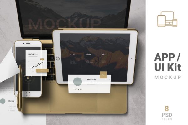 个性化APP&网站设计效果预览样机 App / UI Kit Mockups缩略图 个性化APP&网站设计效果预览样机 App / UI Kit Mockups