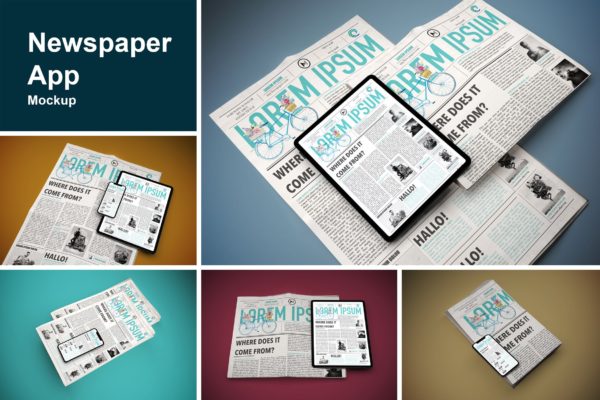 电子版报纸版式设计效果图样机 Newspaper App MockUp缩略图 电子版报纸版式设计效果图样机 Newspaper App MockUp