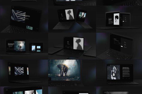 黑色超级笔记本屏幕预览样机模板 Black Laptop Mockup缩略图 黑色超级笔记本屏幕预览样机模板 Black Laptop Mockup