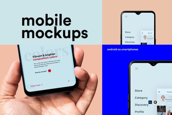 滴水屏智能手机屏幕预览样机模板 Mobile Mockups缩略图 滴水屏智能手机屏幕预览样机模板 Mobile Mockups