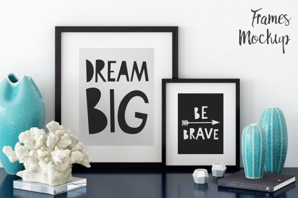 现代室内画框相框样机 Interior Frames Mockup – 03 (1 PSD)