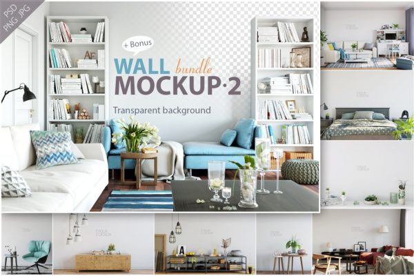 客厅卧室墙纸&相框画框样机模板合集 Interior Wall & Frames Mockup – 2缩略图 客厅卧室墙纸&相框画框样机模板合集 Interior Wall & Frames Mockup – 2