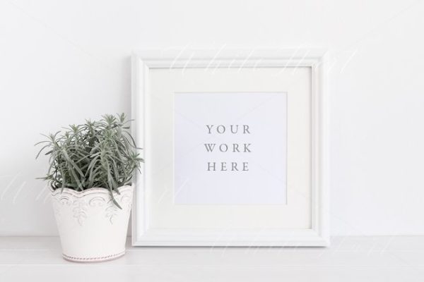方形相框画框样机模板 Square frame mock up – 12×12 mounted