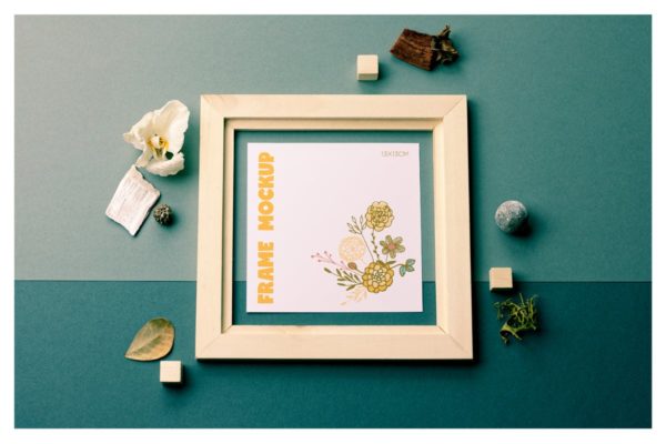 方形木框相框样机 Square Wooden Frame Mockup