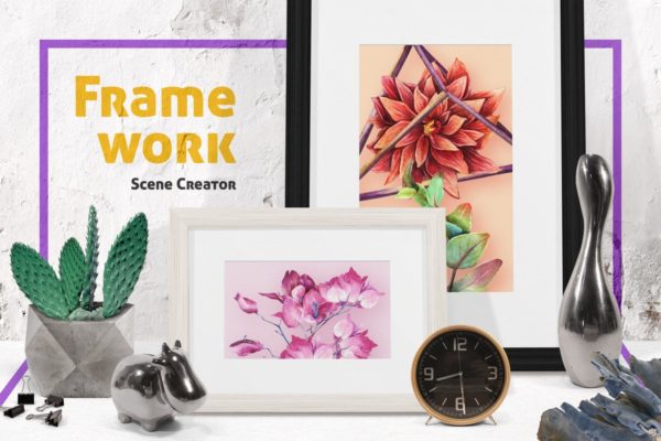 油画艺术品装裱画框样机模板 Framework Scene Creator缩略图 油画艺术品装裱画框样机模板 Framework Scene Creator
