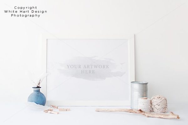 景观墙艺术框架样机模型   Landscape wall art frame mock up