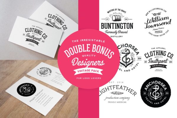 商业名片样机&复古Logo模板 Business card mockup & Vintage Logos