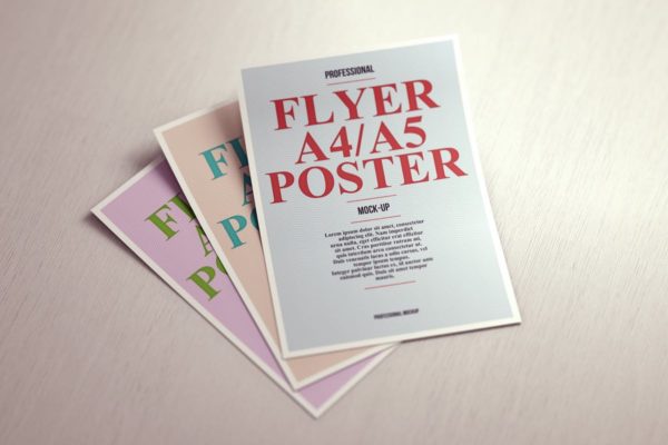 A4/A5纸张规格海报传单样机 A4 / A5 Poster Flyer Mock-up缩略图 A4/A5纸张规格海报传单样机 A4 / A5 Poster Flyer Mock-up