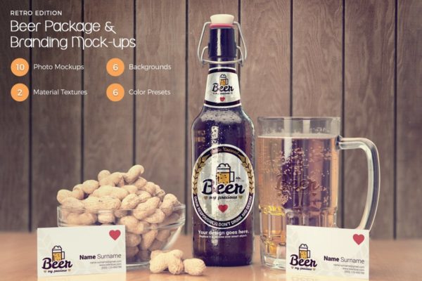啤酒葡萄酒酒类品牌复古风格样机模板 Craft Beer Package & Branding Mock-up – Vintage缩略图 啤酒葡萄酒酒类品牌复古风格样机模板 Craft Beer Package & Branding Mock-up – Vintage