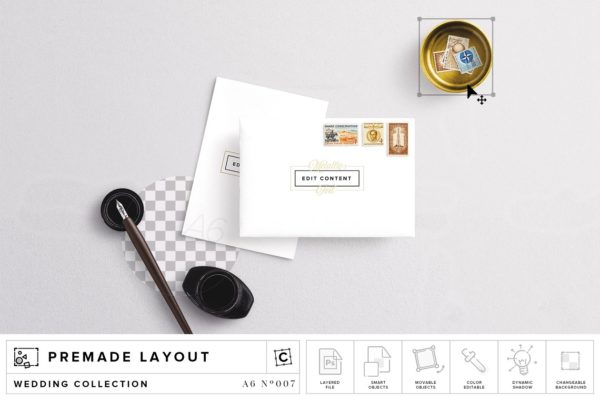 信封和卡片贺卡样机 Envelope & Card Mockup