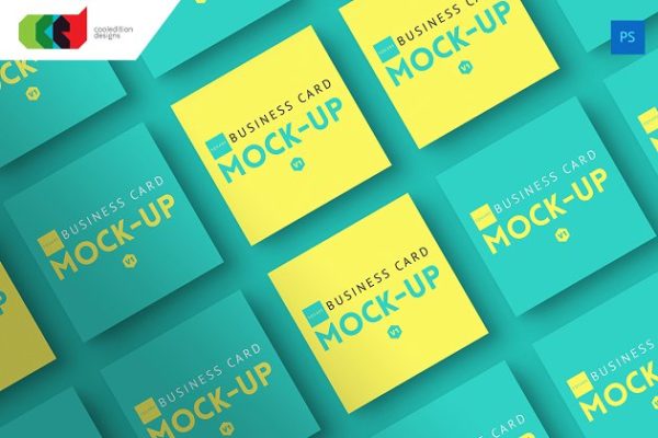 方形企业名片卡片样机v1 Square – Business Card Mock-Up V1