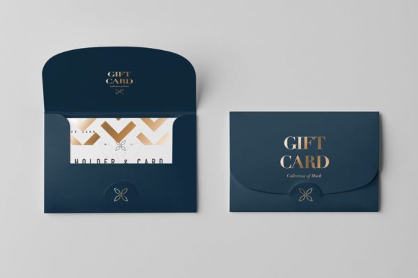 高端商务礼品券邀请函卡片样机模板 Holder & Card Mock-Up