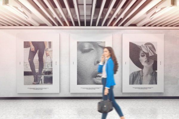 室内广告海报展览墙样机 Exhibition Wall Mockups