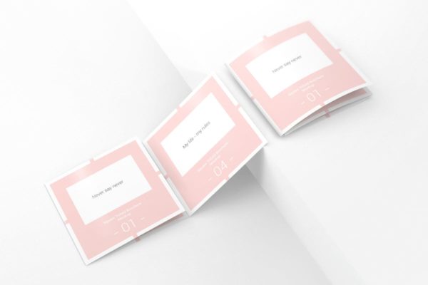 方形三折页宣传册/请帖样机模板 Square Trifold Brochure Mockups