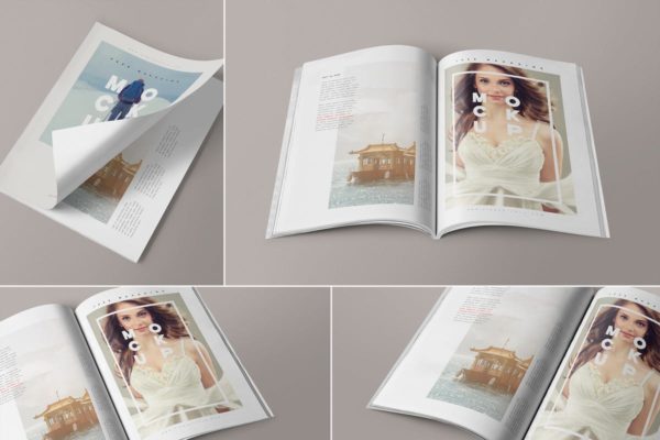 4款时尚杂志画册样机模板 4 Magazine Mockups
