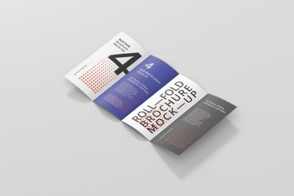 四折页迷你DL传单小册子样机模板 Roll-Fold Brochure Mockup – DL DIN Lang缩略图 四折页迷你DL传单小册子样机模板 Roll-Fold Brochure Mockup – DL DIN Lang