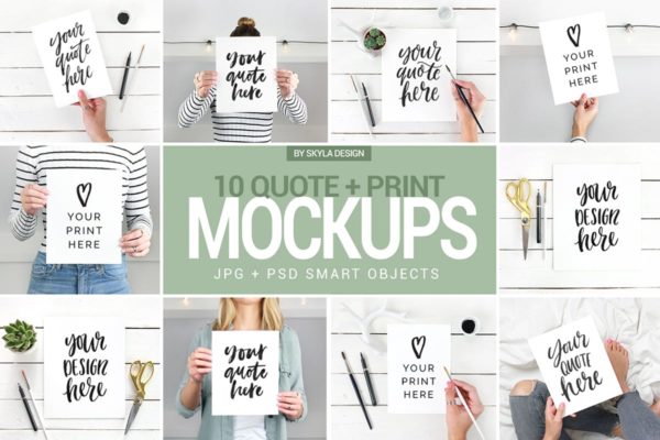 Instagram社交新媒体引语贴图印刷品样机 Quote + Print mockup bundle