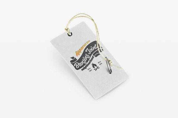 凸版印刷风格服装标签吊牌样机 Letterpress Label Logo Mockup