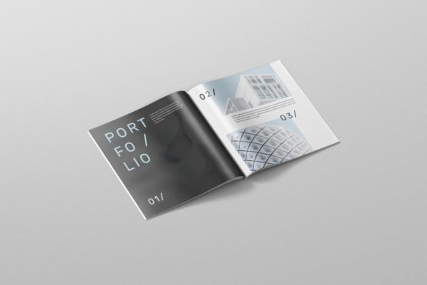 时尚方形广告杂志样机模板 Magazine Mockup – Square