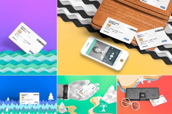 银行信用卡/借记卡样机展示模板 5 Credit Card Mockups