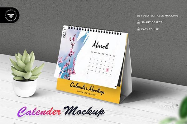 简约好用的高品质日历台历设计VI样机展示模型mockups