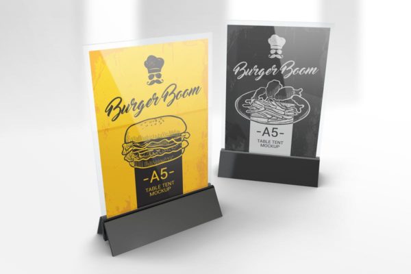 A5尺寸透明菜单/桌号样机模板 Menu Holder Table Tent Mockups缩略图 A5尺寸透明菜单/桌号样机模板 Menu Holder Table Tent Mockups