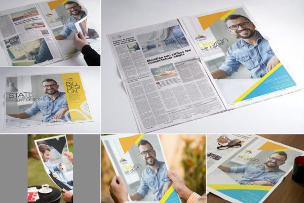 整版报纸印刷品样机设计模板 Full Page Newspaper Mockups