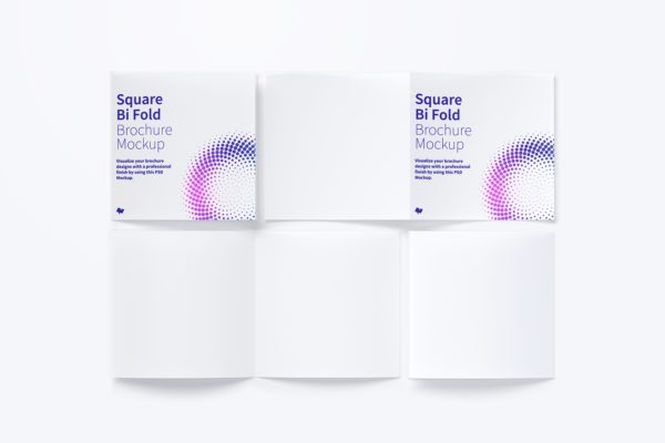 方形折页传单版式设计图样机04 Square Bi Fold Brochure Mockup 04