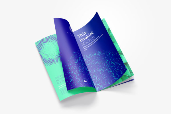 企业品牌宣传册设计翻页效果样机模板02 Thin Booklet Mockup 02