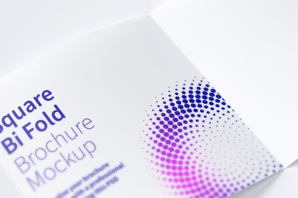 方形对折页传单设计印刷效果图样机05 Square Bi Fold Brochure Mockup 05