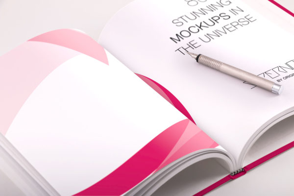 标准精装图书画册内页版式设计效果图PSD样机03 Hardcover Standard Portrait Book PSD Mockup 03