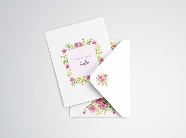 邀请卡&信封外观设计样机模板 Invitation Card Mockup
