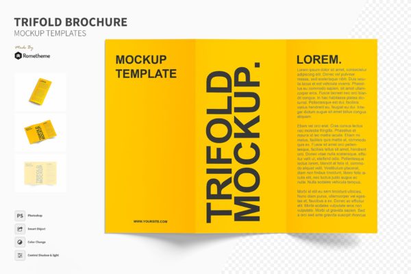 三折页企业传单设计效果图样机模板 Trifold – Brochure Mockup Set缩略图 三折页企业传单设计效果图样机模板 Trifold – Brochure Mockup Set