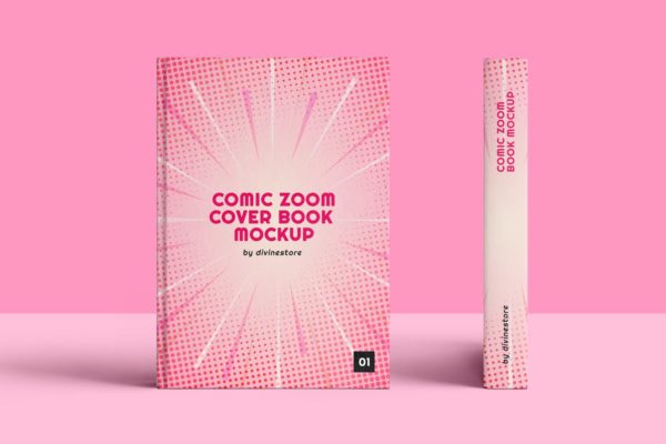 漫画变焦效果图书封面设计效果图样机模板 Comic Zoom Cover Book Mockup