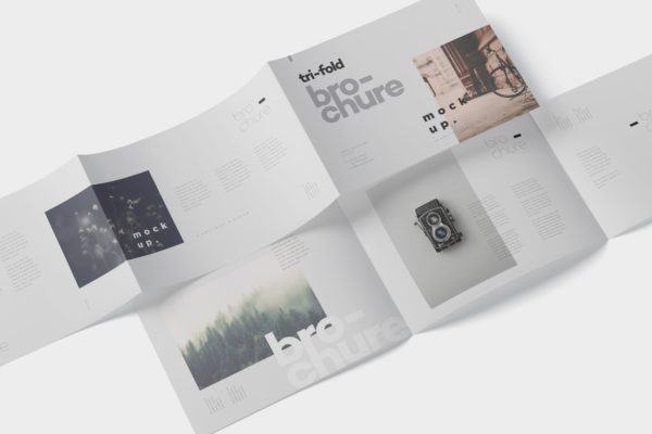 横版设计三折页宣传单效果图样机 Tri-Fold Brochure Mockup in Din A4 A5 A6 Landscape缩略图 横版设计三折页宣传单效果图样机 Tri-Fold Brochure Mockup in Din A4 A5 A6 Landscape