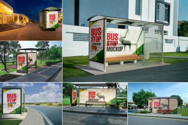 巴士公交站台灯箱广告牌样机 Bus Stand Mockups缩略图 巴士公交站台灯箱广告牌样机 Bus Stand Mockups