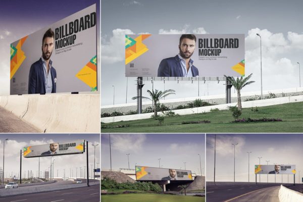 城市公路广告牌/招牌展示样机 Billboard Mockups