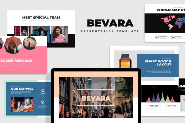多用途企业商务PPT幻灯片模板 Bevara : Street Photo Powerpoint Template