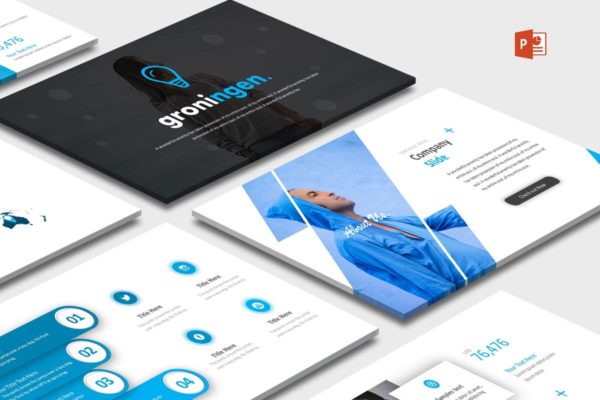 初创企业路演宣传PPT幻灯片模板 Groningen – Powerpoint Template