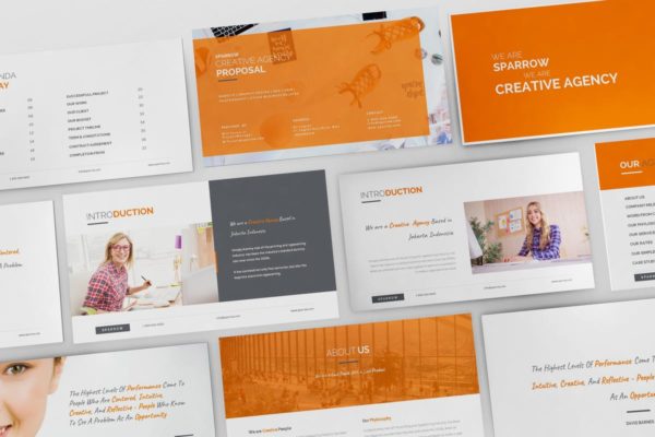 创意设计机构/企业宣传PPT幻灯片素材 Sparrow – Creative Agency Powerpoint Presentation