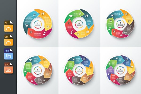 环形信息图表元素PPT设计素材v26 Infographics template set v.26