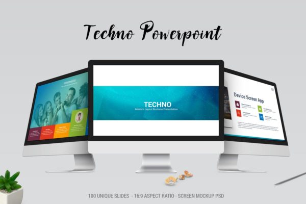 现代科技电子商务产品介绍PPT幻灯片模板 Techno Modern Powerpoint
